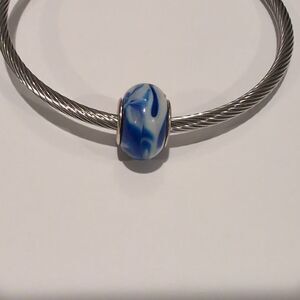 Pandora Blue and White Bead